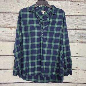J.Crew Plaid Popover Shirt M
